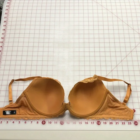 Natori "Feathers" Plunge T-Shirt Underwire Lace Carmel Full Figure Bra SZ 32G - Picture 11 of 13